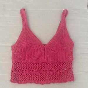 Hollister Pink Crochet Crop Top